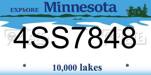 4SS7848 Minnesota License Plate
