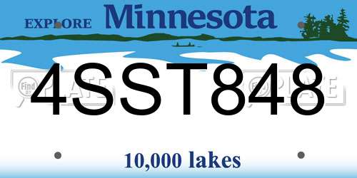 4SST848 Minnesota License Plate