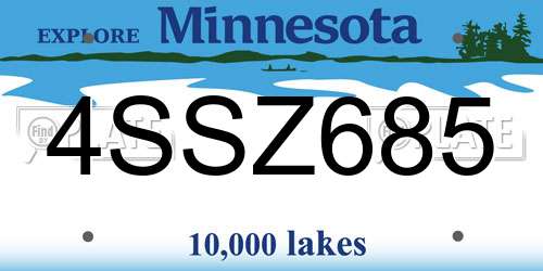 4SSZ685 Minnesota License Plate
