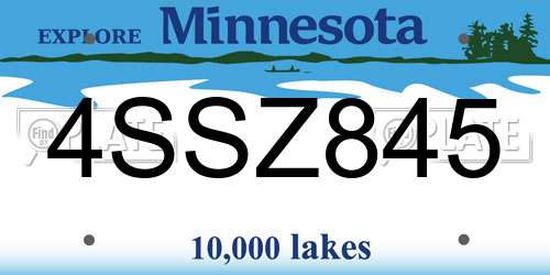4SSZ845 Minnesota License Plate