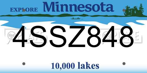 4SSZ848 Minnesota License Plate