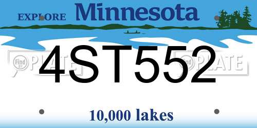 4ST552 Minnesota License Plate