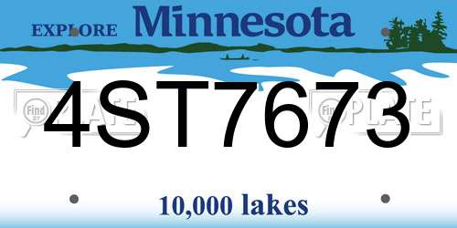 4ST7673 Minnesota License Plate