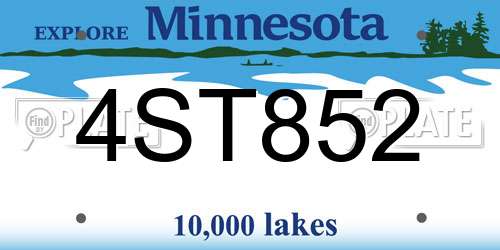 4ST852 Minnesota License Plate