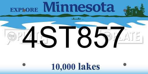 4ST857 Minnesota License Plate