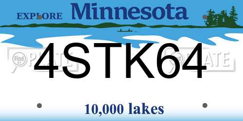 4STK64 Minnesota License Plate