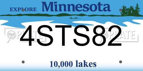4STS82 Minnesota License Plate