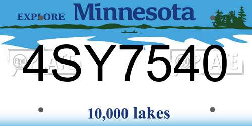 4SY7540 Minnesota License Plate
