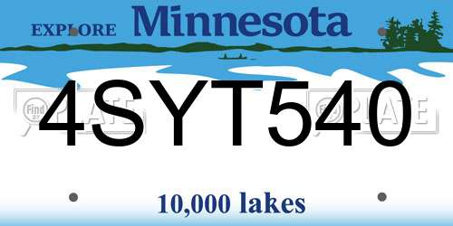 4SYT540 Minnesota License Plate