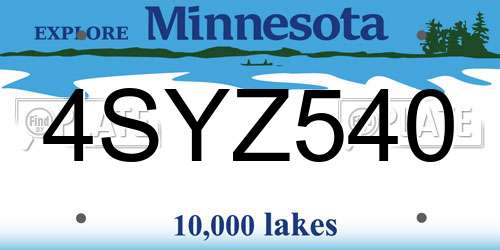 4SYZ540 Minnesota License Plate