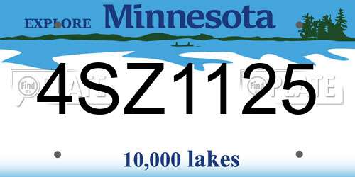 4SZ1125 Minnesota License Plate