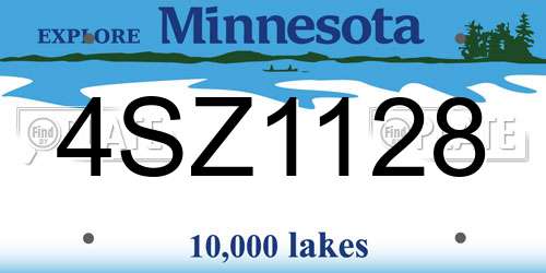 4SZ1128 Minnesota License Plate
