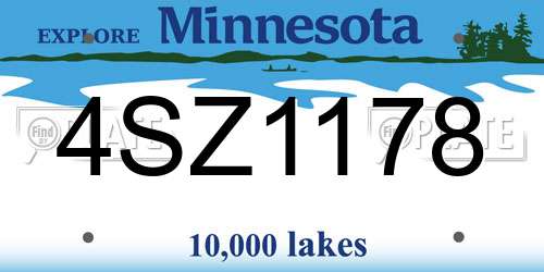 4SZ1178 Minnesota License Plate