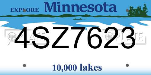 4SZ7623 Minnesota License Plate