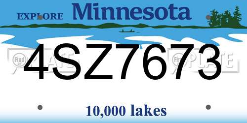 4SZ7673 Minnesota License Plate