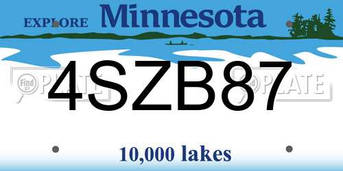 4SZB87 Minnesota License Plate