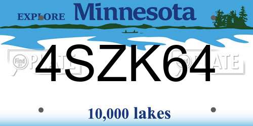 4SZK64 Minnesota License Plate