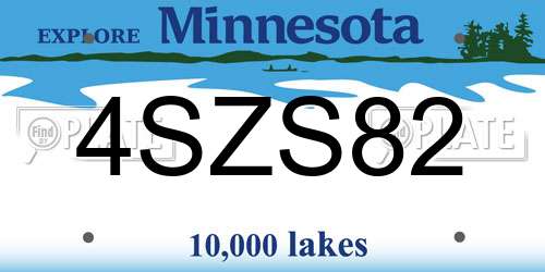4SZS82 Minnesota License Plate