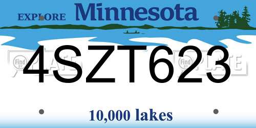 4SZT623 Minnesota License Plate