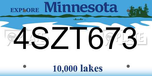 4SZT673 Minnesota License Plate