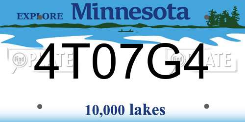 4T07G4 Minnesota License Plate