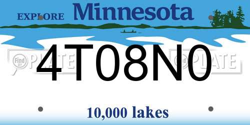 4T08N0 Minnesota License Plate
