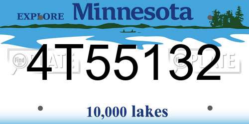 4T55132 Minnesota License Plate