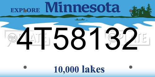 4T58132 Minnesota License Plate