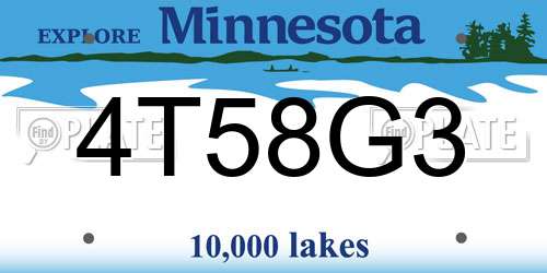 4T58G3 Minnesota License Plate