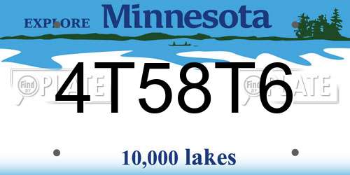 4T58T6 Minnesota License Plate