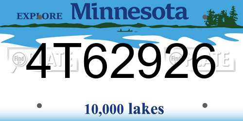 4T62926 Minnesota License Plate