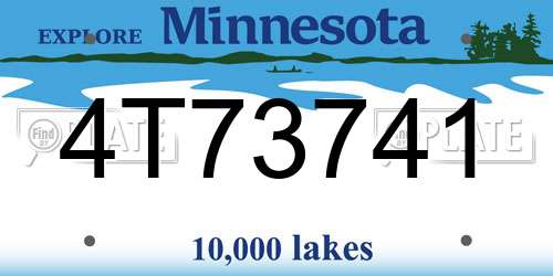 4T73741 Minnesota License Plate