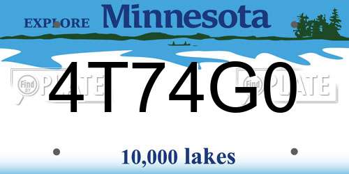 4T74G0 Minnesota License Plate