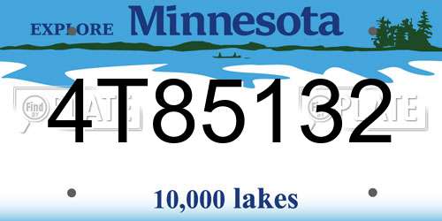 4T85132 Minnesota License Plate