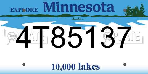 4T85137 Minnesota License Plate