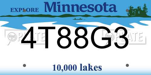 4T88G3 Minnesota License Plate