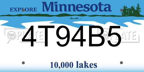 4T94B5 Minnesota License Plate