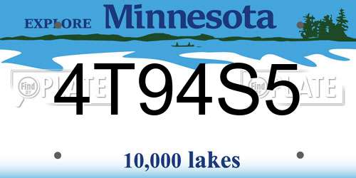 4T94S5 Minnesota License Plate