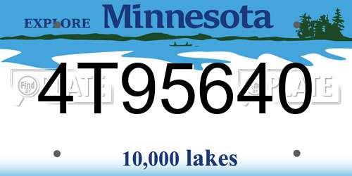4T95640 Minnesota License Plate