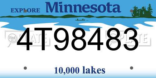 4T98483 Minnesota License Plate