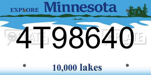 4T98640 Minnesota License Plate