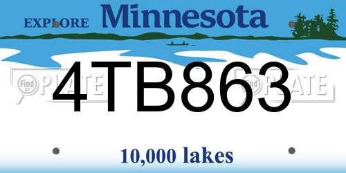 4TB863 Minnesota License Plate