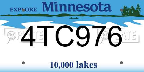 4TC976 Minnesota License Plate