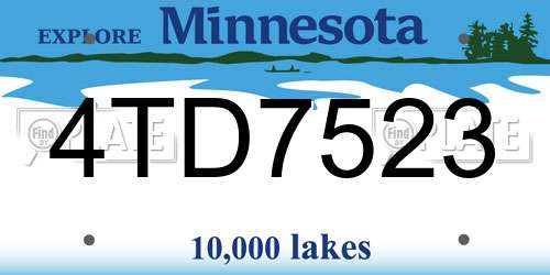 4TD7523 Minnesota License Plate