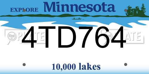 4TD764 Minnesota License Plate