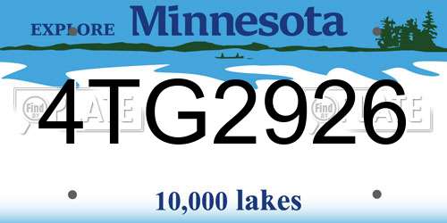 4TG2926 Minnesota License Plate