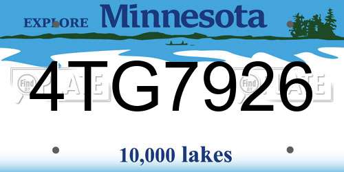 4TG7926 Minnesota License Plate
