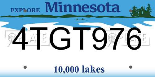 4TGT976 Minnesota License Plate