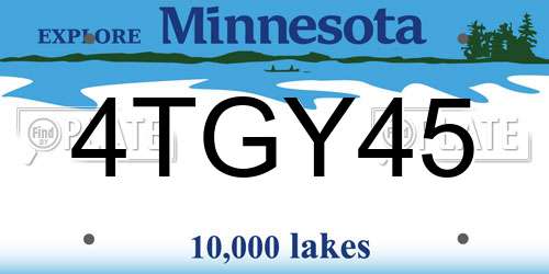 4TGY45 Minnesota License Plate