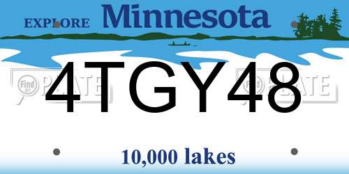 4TGY48 Minnesota License Plate